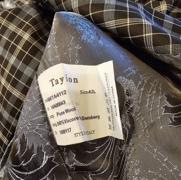 TAYLON MEN'S THREE PIECE SUIT CLASSIC JACKET 42L VEST 42L PANTS WAIST 38L PLAID - Picture 13 of 13